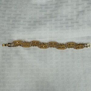 JBK camrose & kross gold tone double chain bracelet stone detail clasp closure